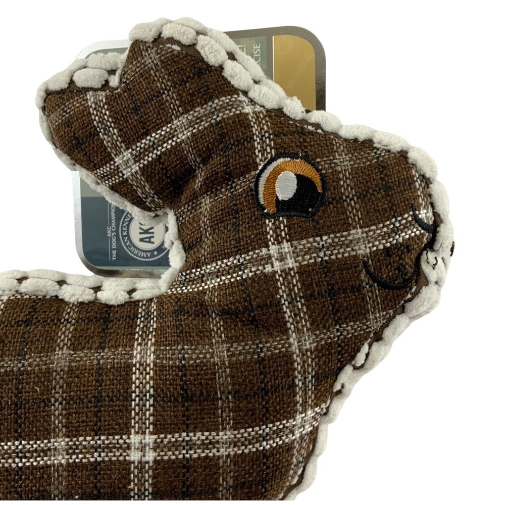 Dog Toss Toy European Home Burlap Bunny Brown White Country Plaid - Picture 5 of 15